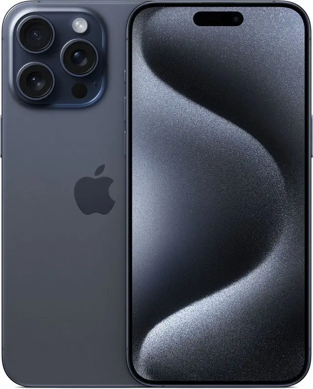 Apple iPhone 15 Pro Max Blue Titanium Official Image.