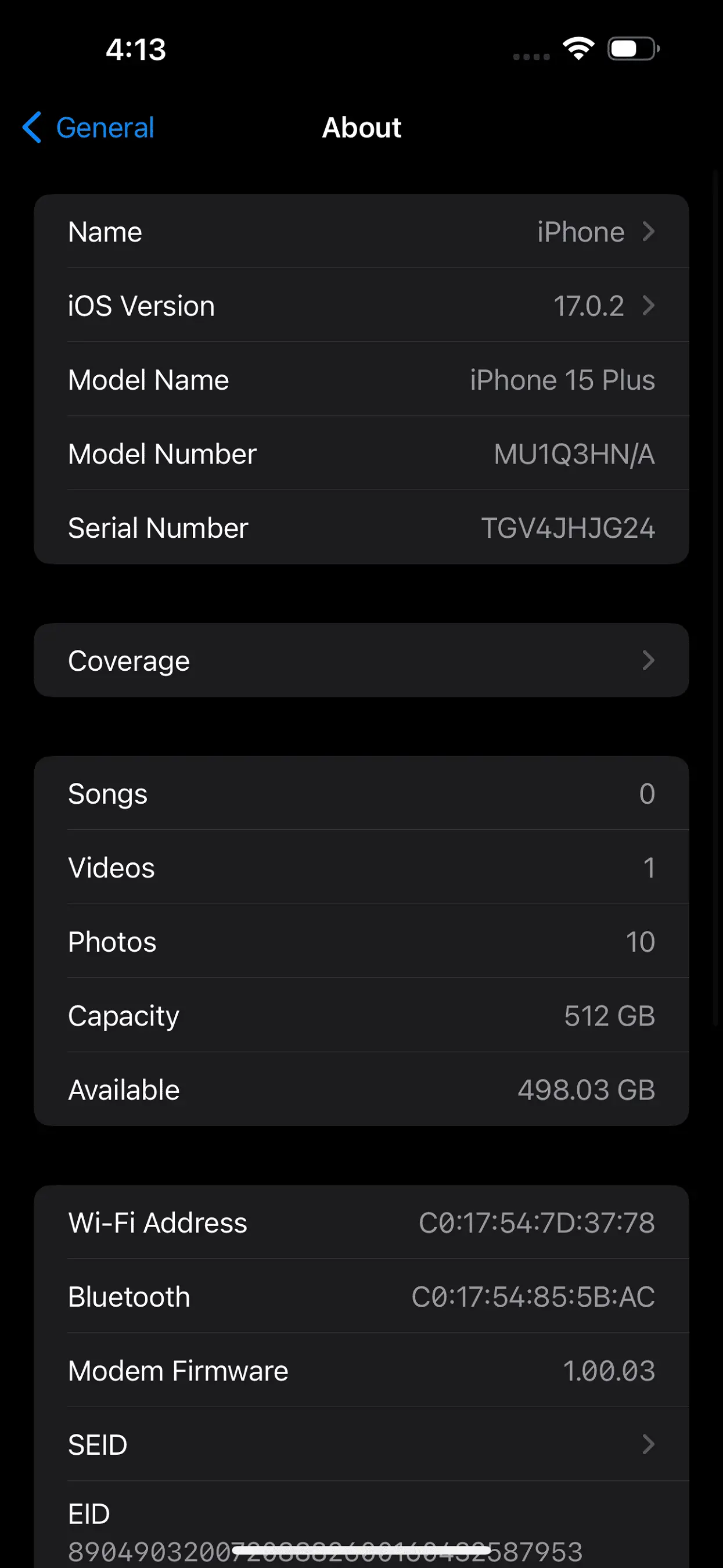 Apple iPhone 15 Pro Max OS Version Image.