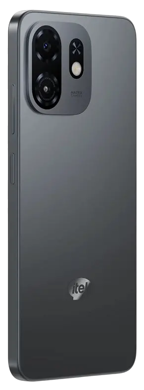 itel A100C 4G Pure Black Back Side Image.