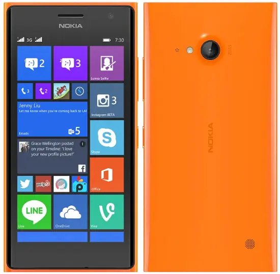 Nokia Lumia 730 Dual SIM Orange Image.