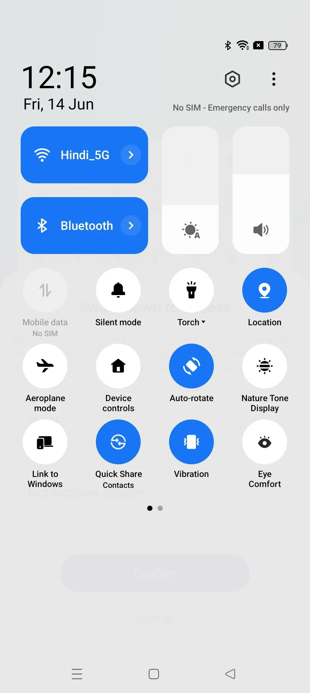 Oppo F27 Pro Plus Quick Settings Panel Image.