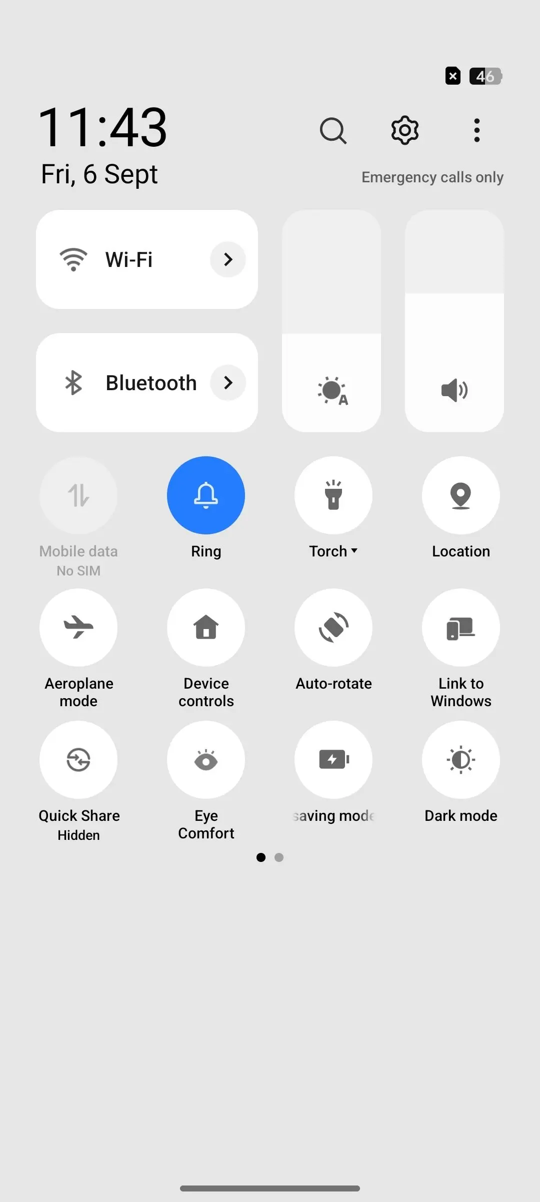 Realme Narzo 70 Turbo Quick Settings Panel Image.