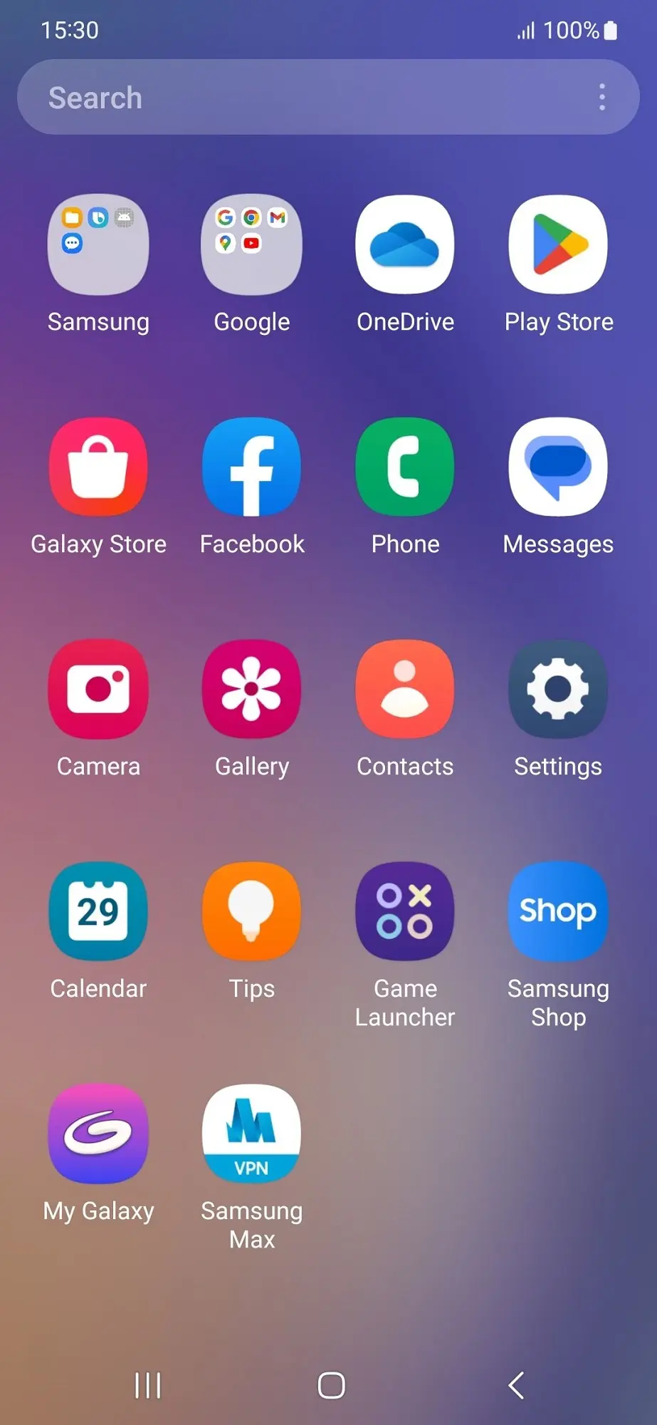 Samsung Galaxy A54 5G App Drawer Image.