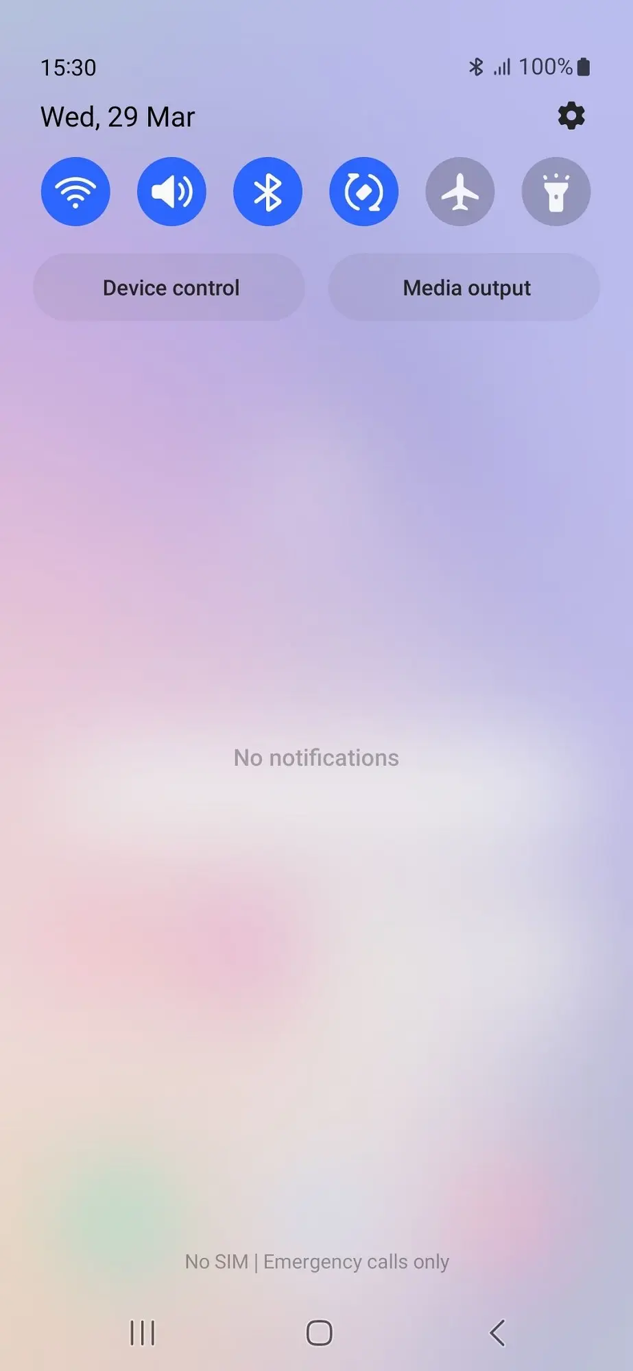Samsung Galaxy A54 5G Notification Panel Image.
