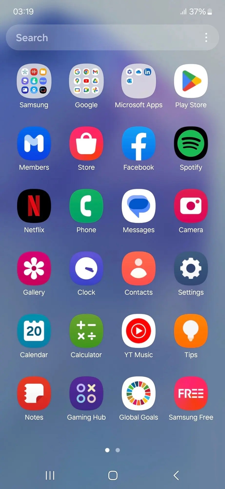 Samsung Galaxy A55 App Drawer Image.