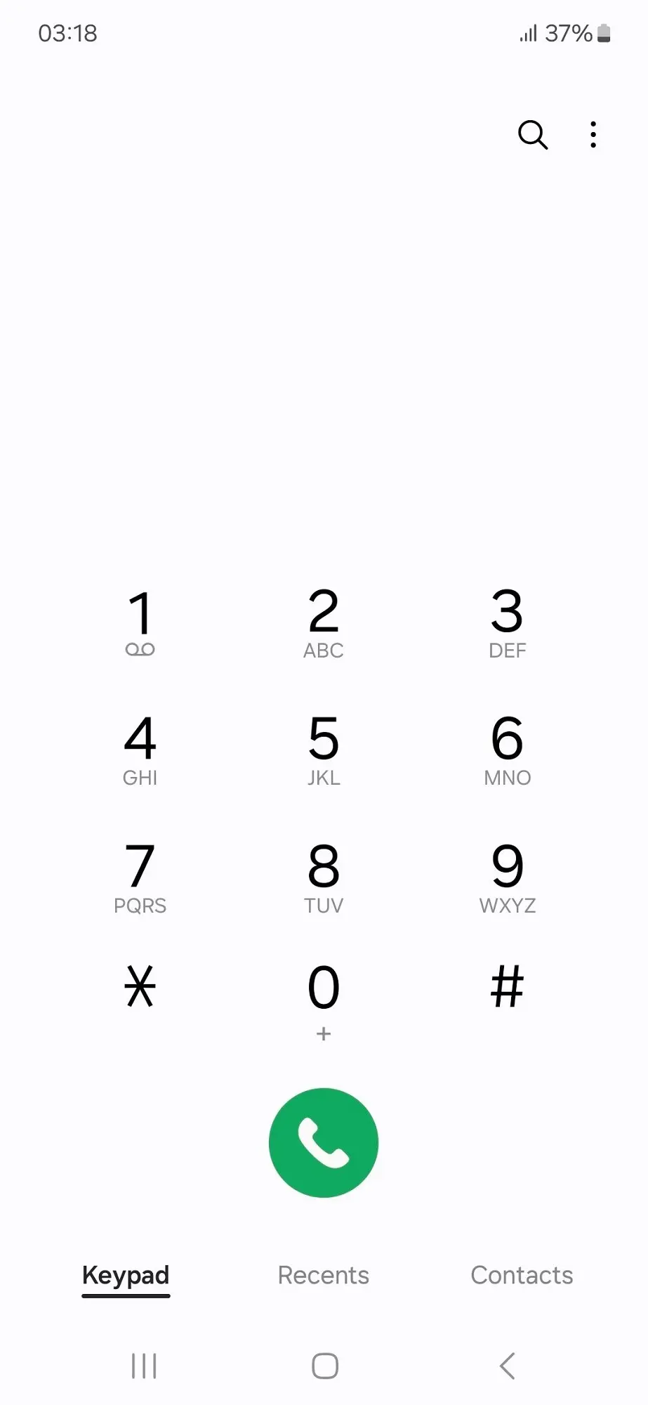 Samsung Galaxy A55 Dialer Screen Image.