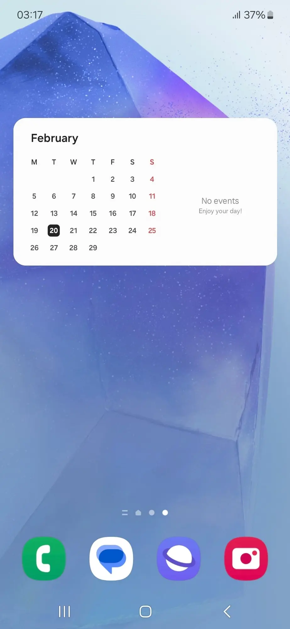 Samsung Galaxy A55 Screen With Widgets Image.