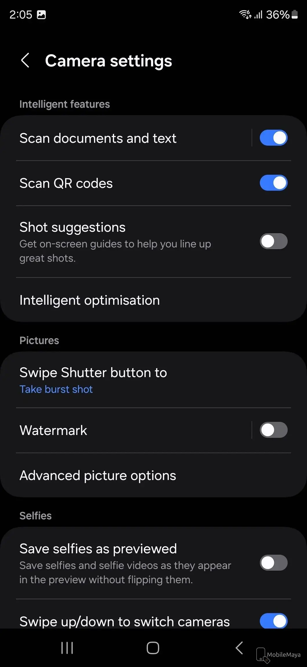 Samsung Galaxy S24 Ultra Camera Settings Image.