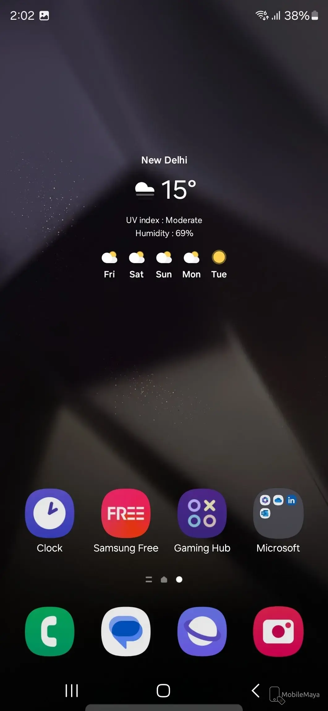 Samsung Galaxy S24 Ultra screen with widgets image.