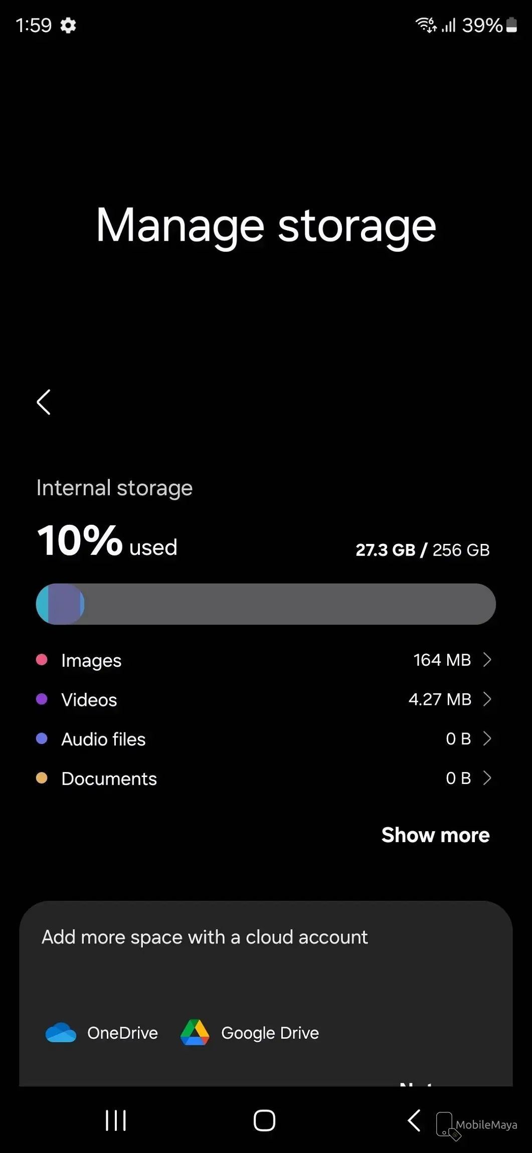 Samsung Galaxy S24 Ultra storage image.