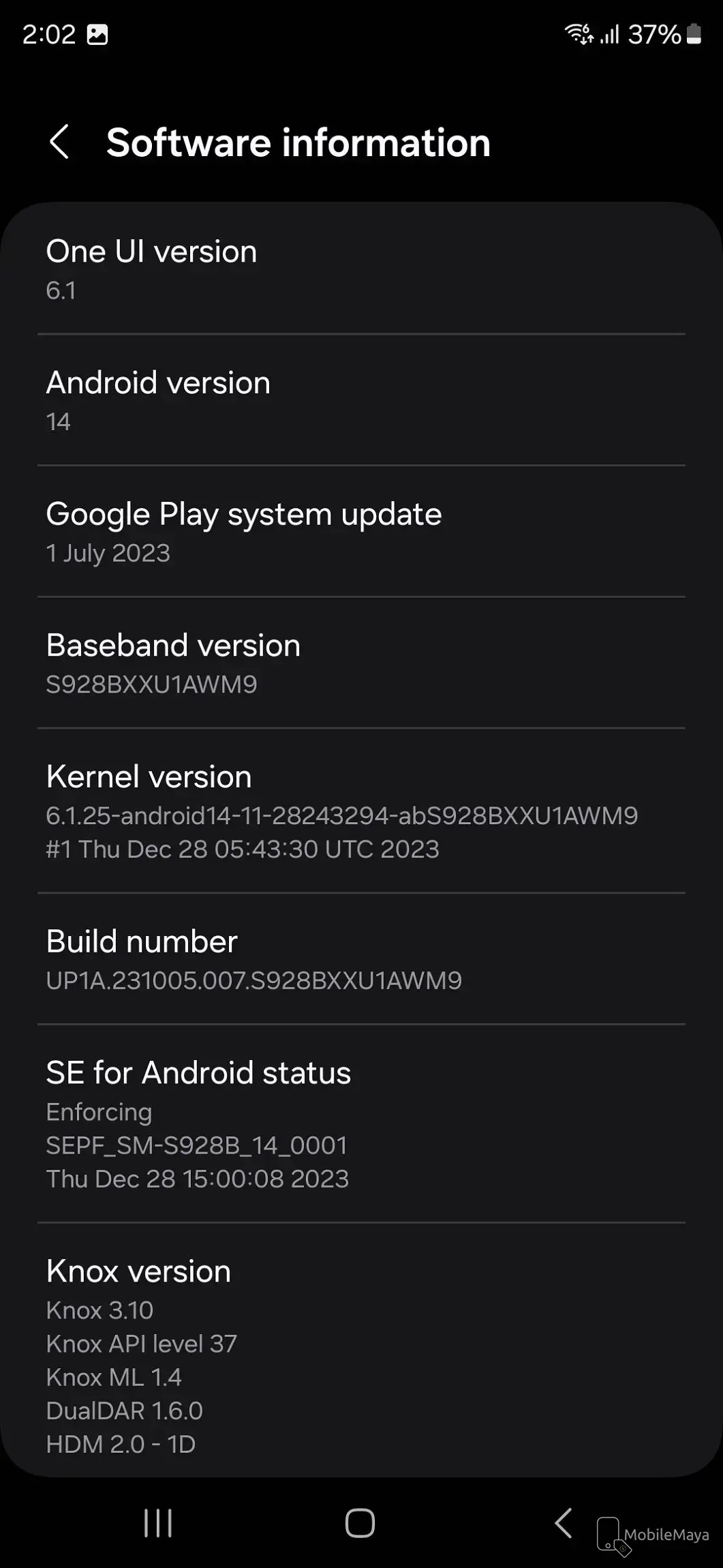 Samsung Galaxy S24 Ultra ultra os version image.