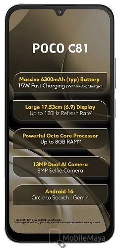 Xiaomi Poco C81 Sunset Gold Front Image