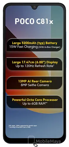 Xiaomi Poco C81x 4G Ice Blue Front Image