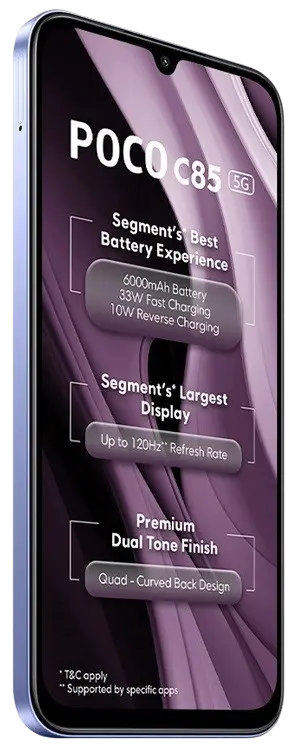 Xiaomi Poco C85 5G Mystic Purple Front Side Image