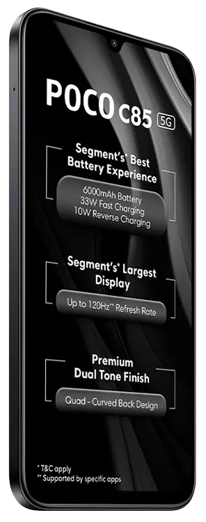 Xiaomi Poco C85 5G Power Black Front Side Image