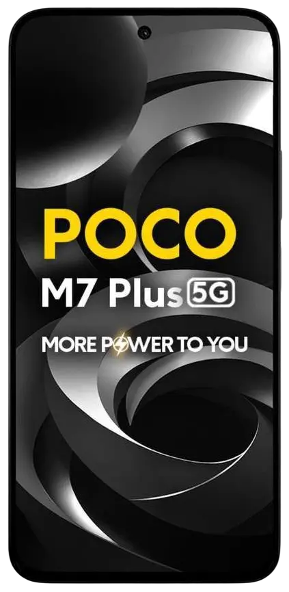 Xiaomi Poco M7 Plus 5G Carbon Black Front Image.