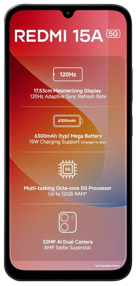 Xiaomi Redmi 15a 5G Black Front Side Image