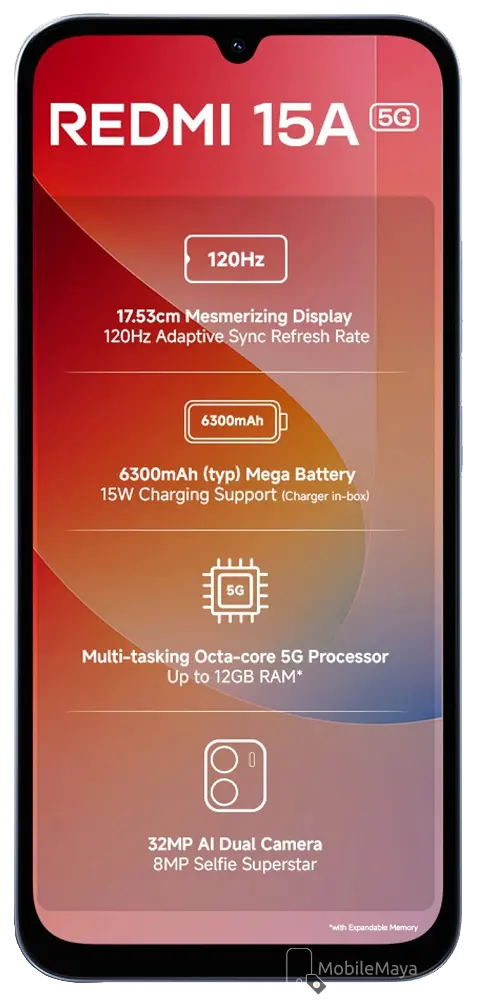 Xiaomi Redmi 15a 5G Blue Front Side Image