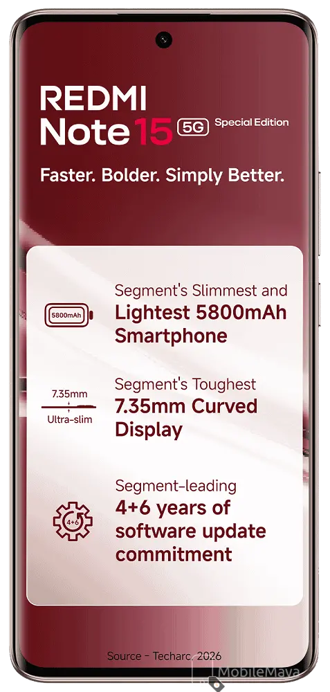 Xiaomi Redmi Note 15 SE 5G Crimson Reserve Red Front Side Image